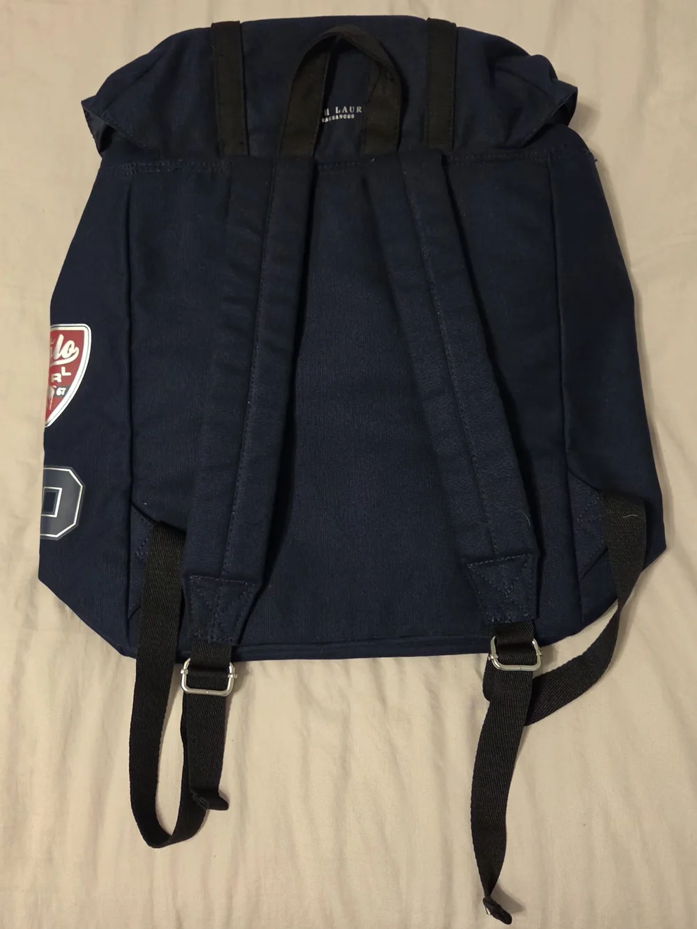 Polo Ralph Lauren Fragrances Navy Canvas Backpack GWP Logo Varsity RARE